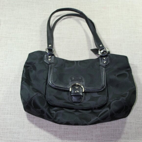 Black Coach Campbell Signature Carryall Purse - LIKE NEW - Picture 1 of 14